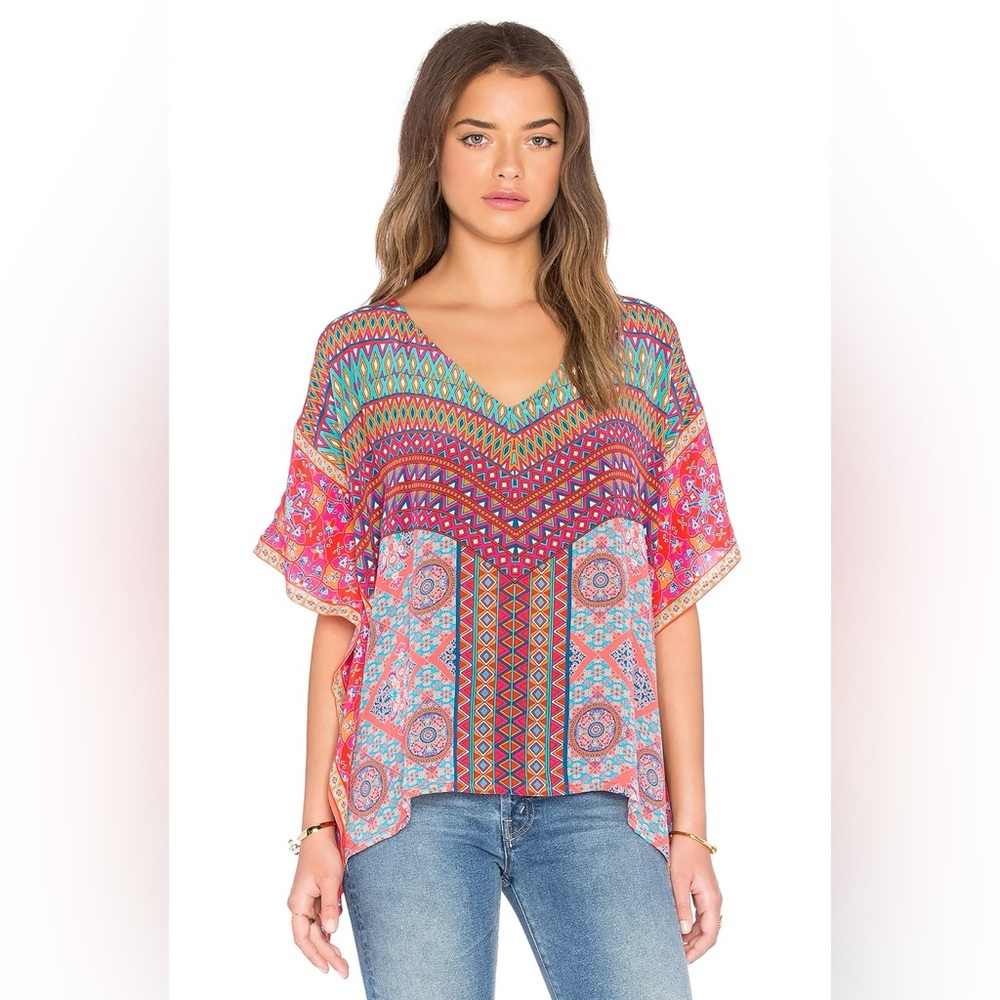 - Tolani briyana top in coral silk small revolve